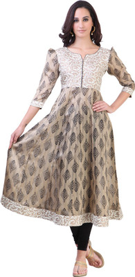 

Libas Women's Printed Anarkali Kurta(Beige