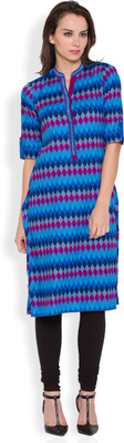 Vishudh Women Tribal Straight Kurta(Blue)