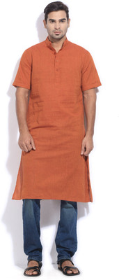 

The Indian Garage Co. Men's Solid Straight Kurta(Orange)