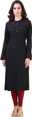 

Libas Women's Self Design Straight Kurta(Black