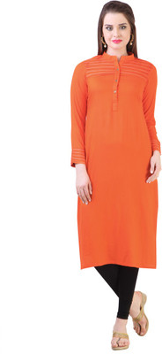 

Libas Women's Printed Straight Kurta(Orange