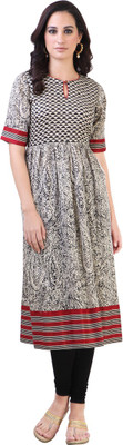 

Libas Women's Printed Anarkali Kurta(Beige)