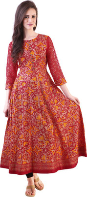 

Libas Women's Printed Anarkali Kurta(Red)