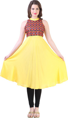 

Libas Women's Self Design Anarkali Kurta(Yellow)