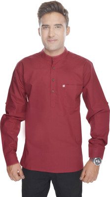 

Padma Men's Solid Straight Kurta(Maroon)