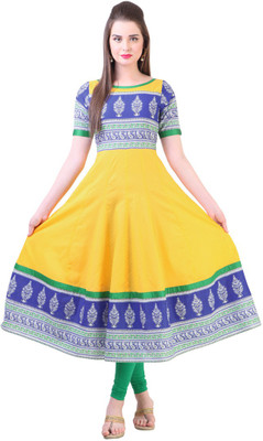 

Libas Women's Printed Anarkali Kurta(Multicolor), Yellow