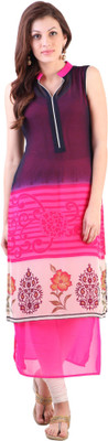 

Libas Women's Printed Straight Kurta(Pink, Blue;pink
