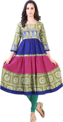 

Libas Women's Printed Gown Kurta(Green)