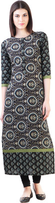 

Libas Women's Printed Straight Kurta(Black)