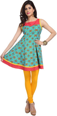 

Enah Women's Printed Flared Kurta(Blue)