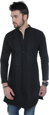 34% OFF on Qdesigns Solid Men's Straight Kurta(Black)