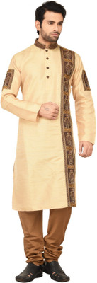 

Rene Men's Embroidered Straight Kurta(Beige)