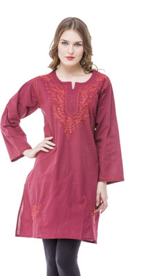 

Being Fab Casual Self Design Women's Kurti(Red