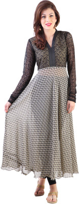 

Libas Women's Printed Anarkali Kurta(Beige)