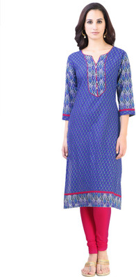 

Libas Women's Printed Straight Kurta(Blue