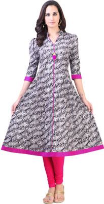 

Libas Women's Printed Anarkali Kurta(Black)