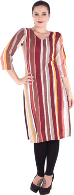 

Zuri Women's Striped Straight Kurta(Multicolor), Multicolour