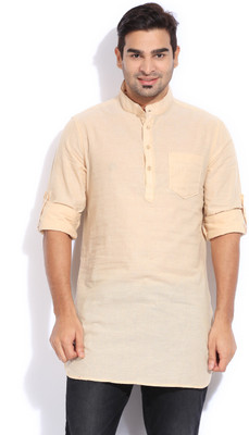 

The Indian Garage Co. Men's Solid Straight Kurta(Beige), Biege