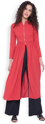 Vishudh Women Solid A-line Kurta(Pink)