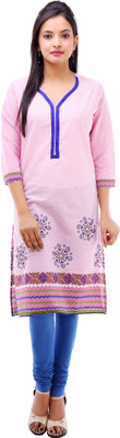 

Kyaara Women's Printed Straight Kurta(Pink), Navy;pink