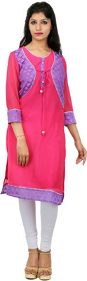 

Kyaara Women's Solid Straight Kurta(Pink, Purple