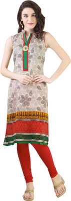 

Libas Women's Printed Straight Kurta(Beige