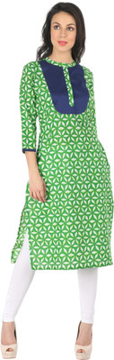 

Indibelle Women Printed Straight Kurta(Multicolor, Green