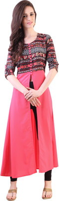 Libas Women's Solid A-line Kurta(Pink)