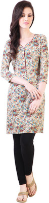 

Libas Women's Printed Straight Kurta(Beige