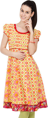 Souchii Women Floral Print Flared Kurta(Multicolor)