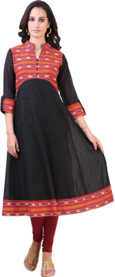 

Libas Women's Solid Anarkali Kurta(Black