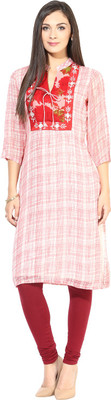 

Shakumbhari Women's Printed Straight Kurta(Pink)