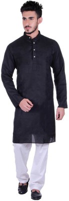 Royal Kurta Men Solid Straight Kurta(Black)