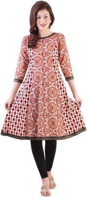

Libas Women's Printed Anarkali Kurta(White)