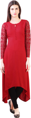 

Libas Women's Solid A-line Kurta(Red)