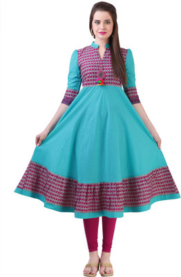 

Libas Women's Printed Anarkali Kurta(Blue)