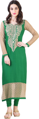 

Libas Women's Self Design, Solid Straight Kurta(Green)