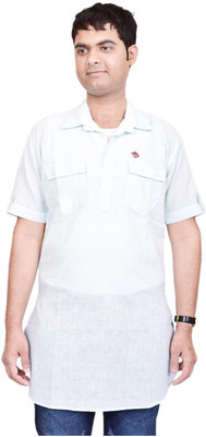 BRITISH TERMINAL Men Solid Straight Kurta(Green)