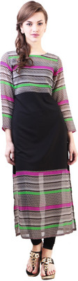 

Libas Women's Printed Straight Kurta(Black)