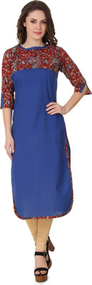 

Zuri Women's Printed Straight Kurta(Blue, Red