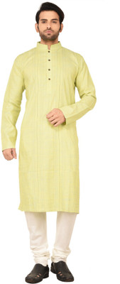 

Rene Men's Self Design Straight Kurta(Light Green)