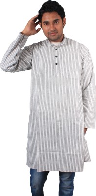 Shahana Men Self Design A-line Kurta(White)