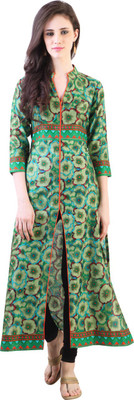 

Libas Women' Floral Print A-line Kurta(Green