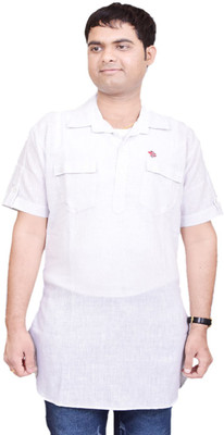BRITISH TERMINAL Men Solid Straight Kurta(White)