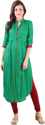 

Libas Women's Solid A-line Kurta(Green