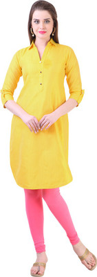

Libas Women's Self Design Straight Kurta(Yellow)