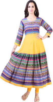 

Libas Women's Printed Anarkali Kurta(Yellow)