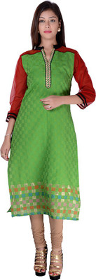 

Kyaara Women's Embroidered, Self Design Straight Kurta(Green