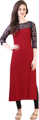 

Libas Women's Solid Straight Kurta(Red)