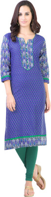 

Libas Women's Printed Straight Kurta(Blue